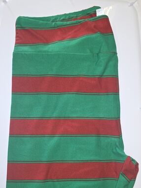 LuLaRoe Green & Red Striped Leggings